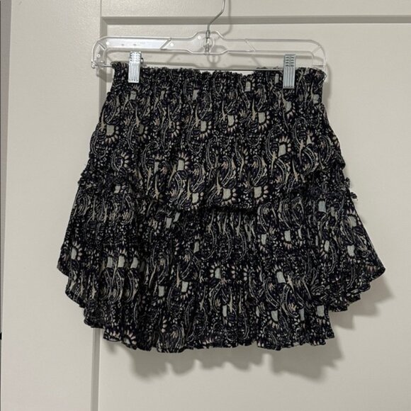LoveShackFancy Black and Cream Mini Skirt - Picture 2 of 3